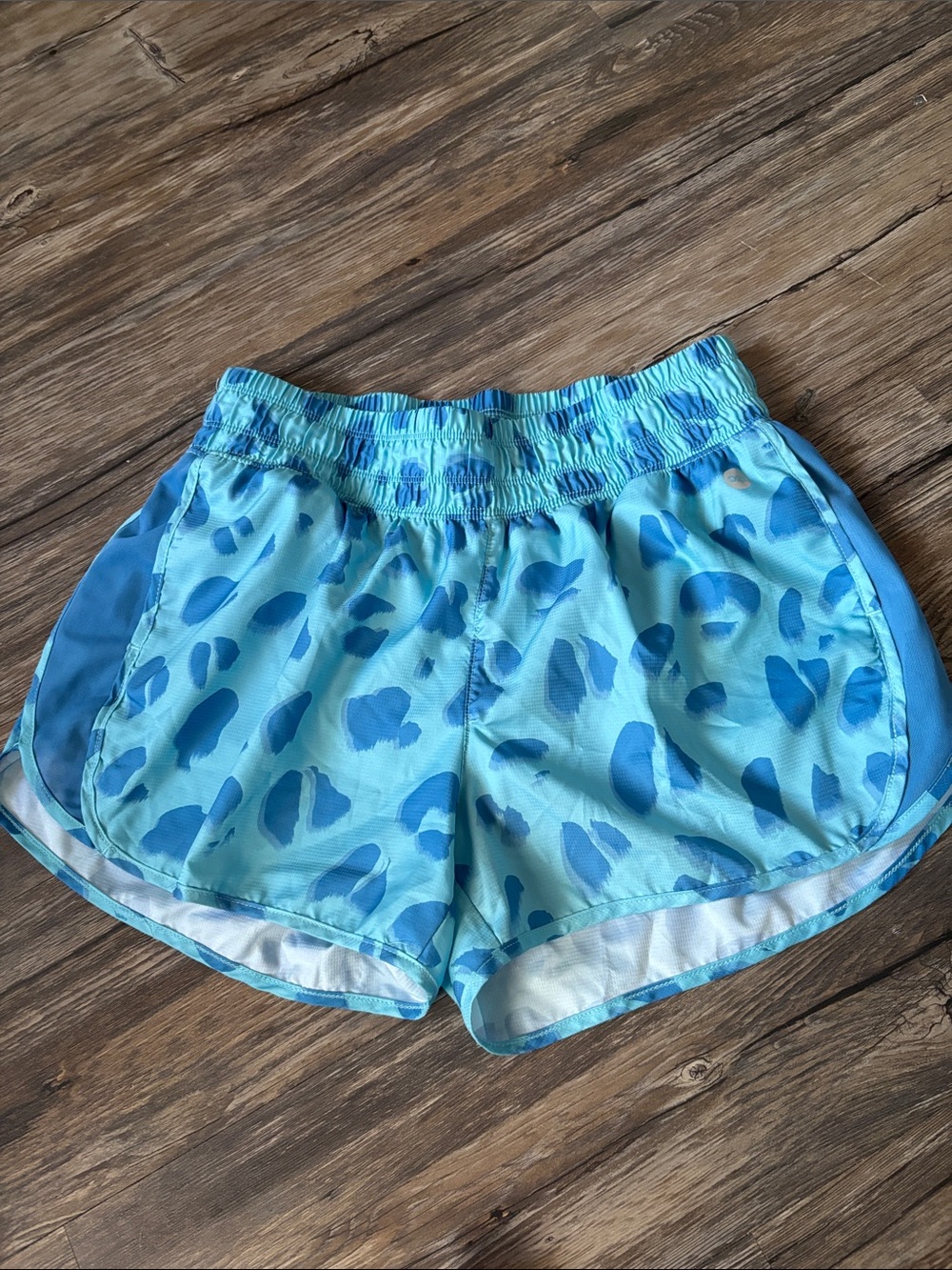 Light Blue Cheetah Printed Women's Athletic Shorts